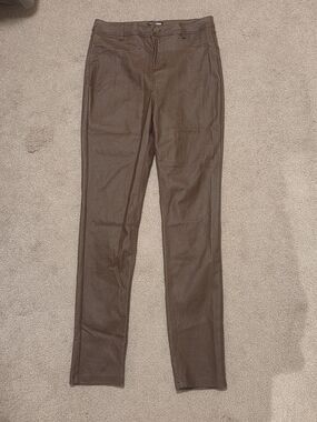Fashion Nova Brown Slim Fit Leather Denim Pants